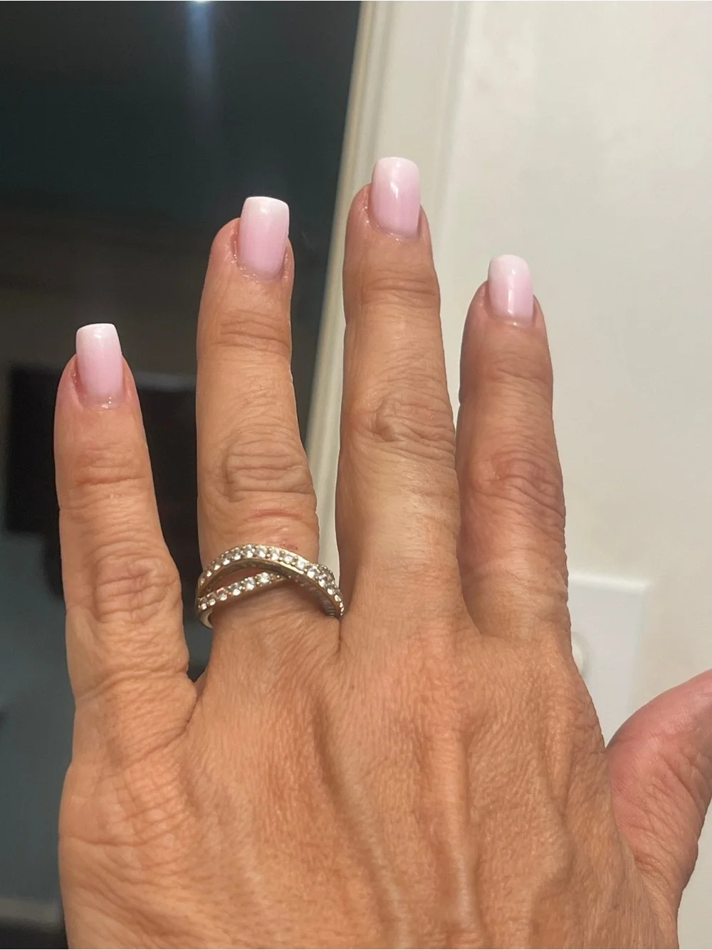 Sterling Silver Crystal Pavé Twist Ring - size 7